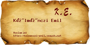 Kálmánczi Emil névjegykártya
